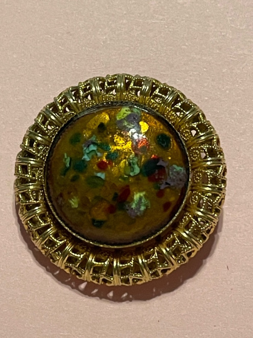 Vintage Abstract Art Glass Pin #9611 💎
